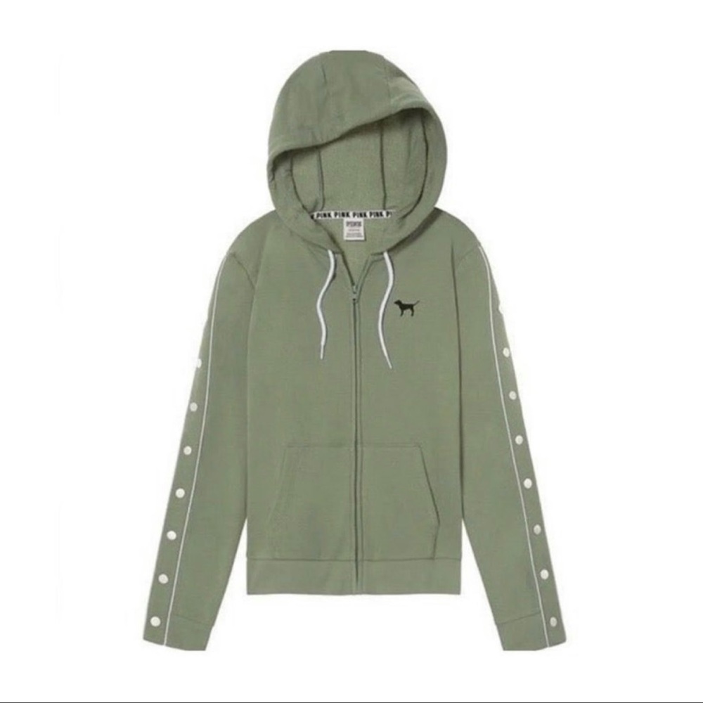 Victoria’s Secret Green Snap Sleeve Full Zip Sweater